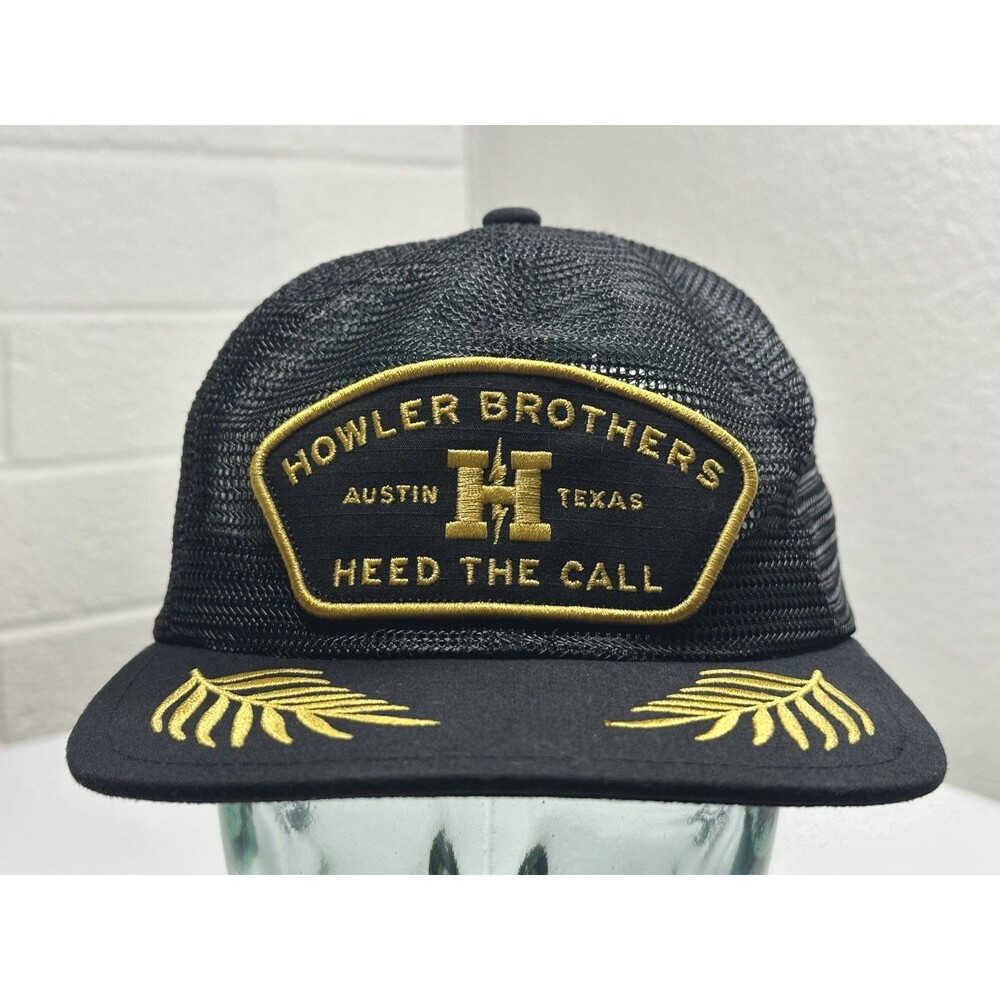 Howler Bros. Feedstore Snapback Trucker Hat OSFM Black Gold Laurel - Picture 2 of 10